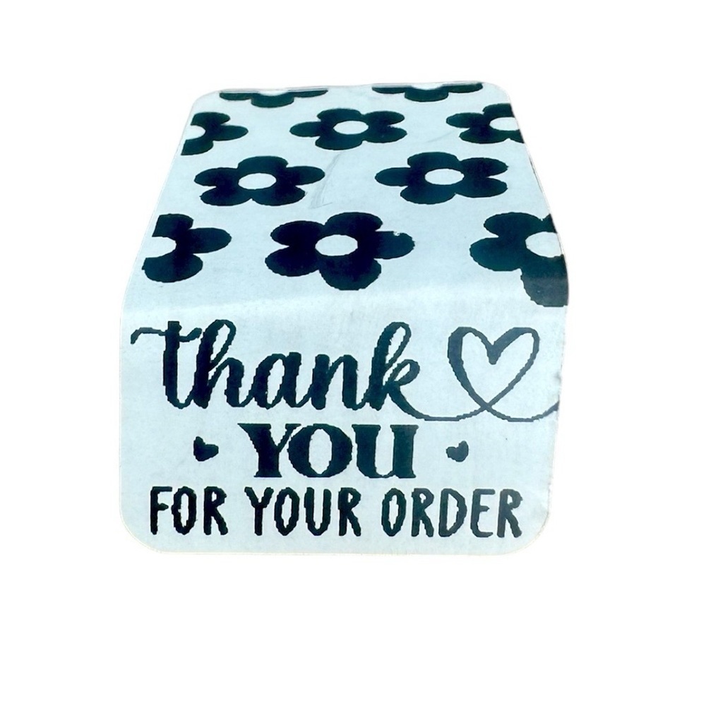 100 Floral Soft Edge Rectangle Thank You Stickers | thank you for your order - Picture 5 of 5